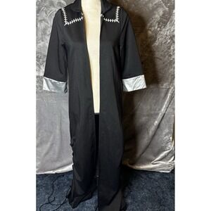Fancyqube Duster Size Small Black Cosplay Festival Halloween Lace Up‎ Open Front